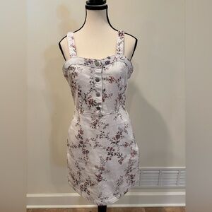 No Boundaries Y2K White Button Floral Front Pinafore Mini Dress, 11/13 (Jrs)